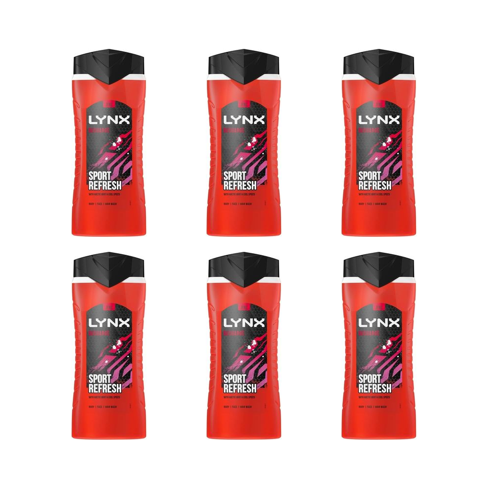 Lynx Recharge 12H Refreshing Fragrance Shower Gel Bodywash, 6X 500Ml - Image 4