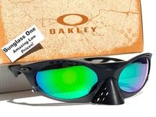 NEW Oakley PLANTARIS Matte Black with POLARIZED Galaxy Jade Mirror Sunglass 9437