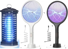 Electric Fly Swatter 2PCS plus Bug Zapper Outdoor Plug in 1PCS