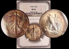 1945-S Walking Liberty 50c NGC MS64 Wild Iridescent Rainbow Toning