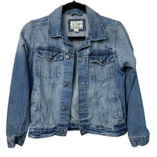 The Children's Place Girls Sz Large 10/12 Denim Jean Jacket Buttons Moto Casual