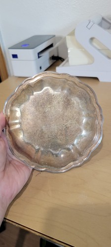 Plato de baratija plateado, 5,5" redondo, bordes estriados - Imagen 3 de 4