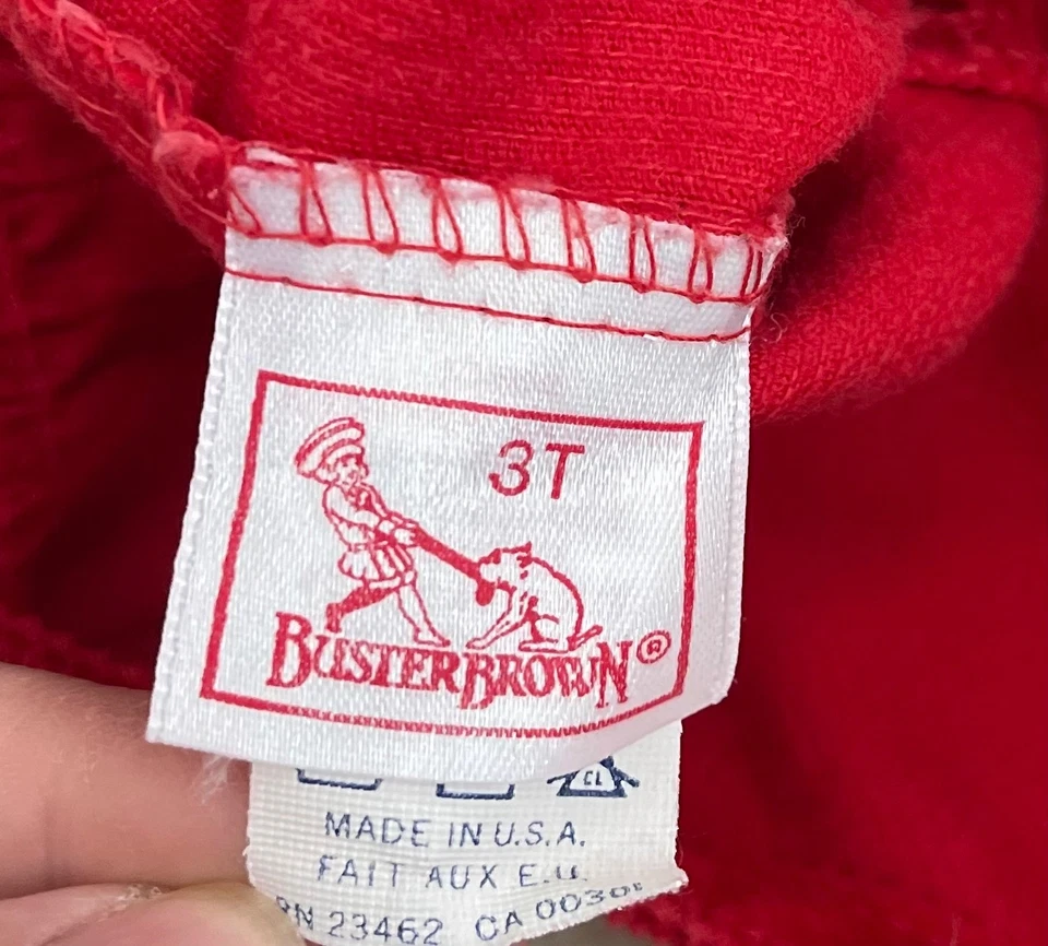 Vintage Buster Brown girls velvet shirt with white lace trim - Image 3 of 4