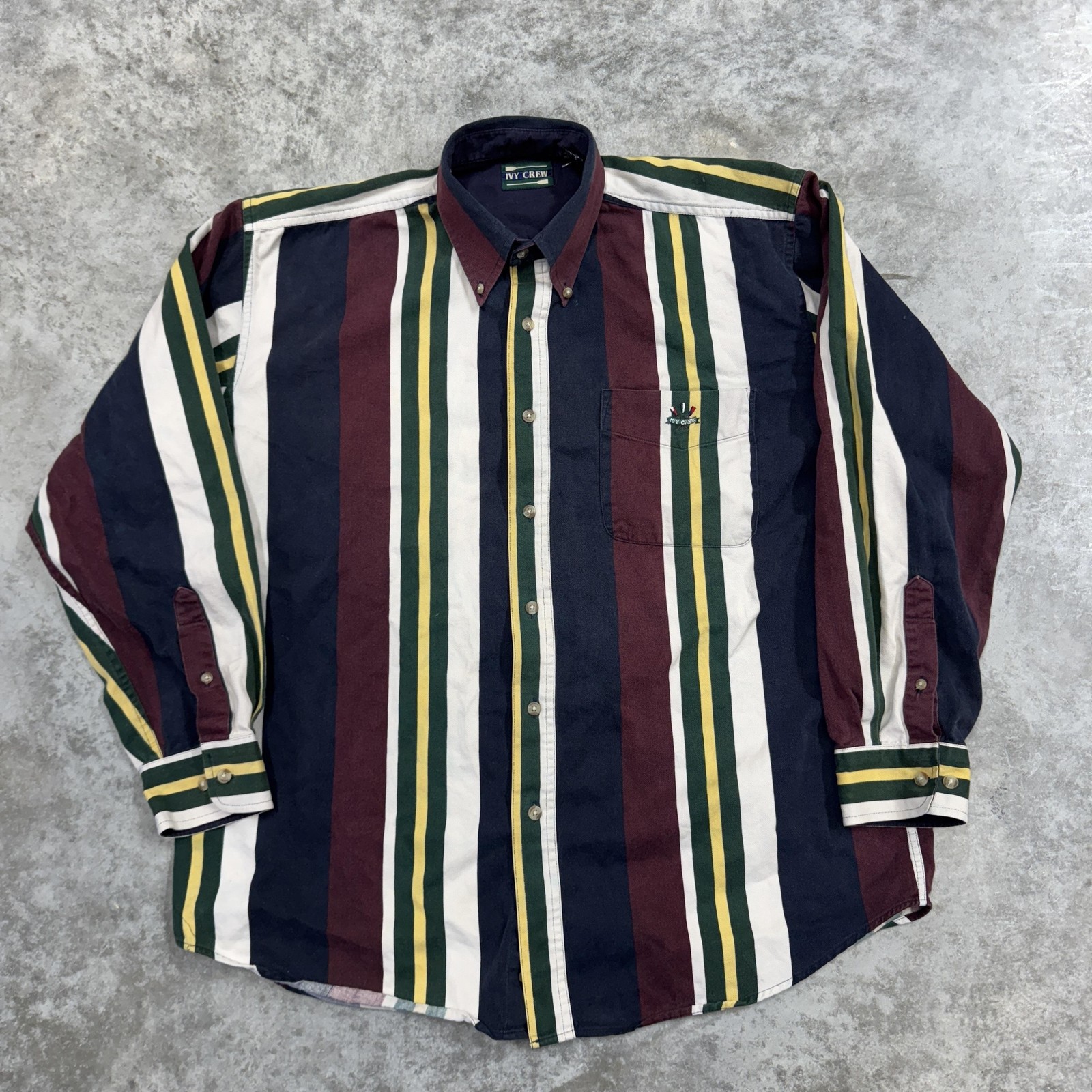 Ivy Crew Shirt Mens Large Multi Color Striped Button Down Long Sleeve Oxford