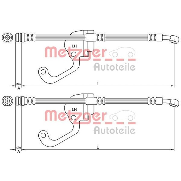 2X Metzger BremsschlÄUche Vorne Rechts Links Passend FÜR Hyundai Terracan-image