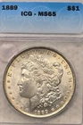 1889 $1 Morgan Silver Dollar MS-65 W/Light Golden Rim Toning On Obverse!