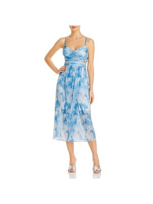 AIDAN AIDAN MATTOX Womens Blue Back Lined Spaghetti Strap Midi Dress 8