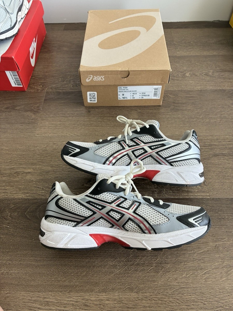ASICS GEL 1130 SMOKE GREY PURE SILVER RED 1201A256-024 SIZE 9