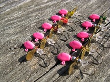 Hot Pink Candy Slow Death Whistler Vertical Ice Fishing Small Jig Lot of 10 M40