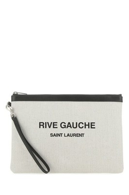 Saint Laurent Rive Gauche Beige Raffia Clutch Bag New & Authentic