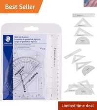 Math Set - 4 pc Geometry Kit for Students - School Supplies with Clear Protra...