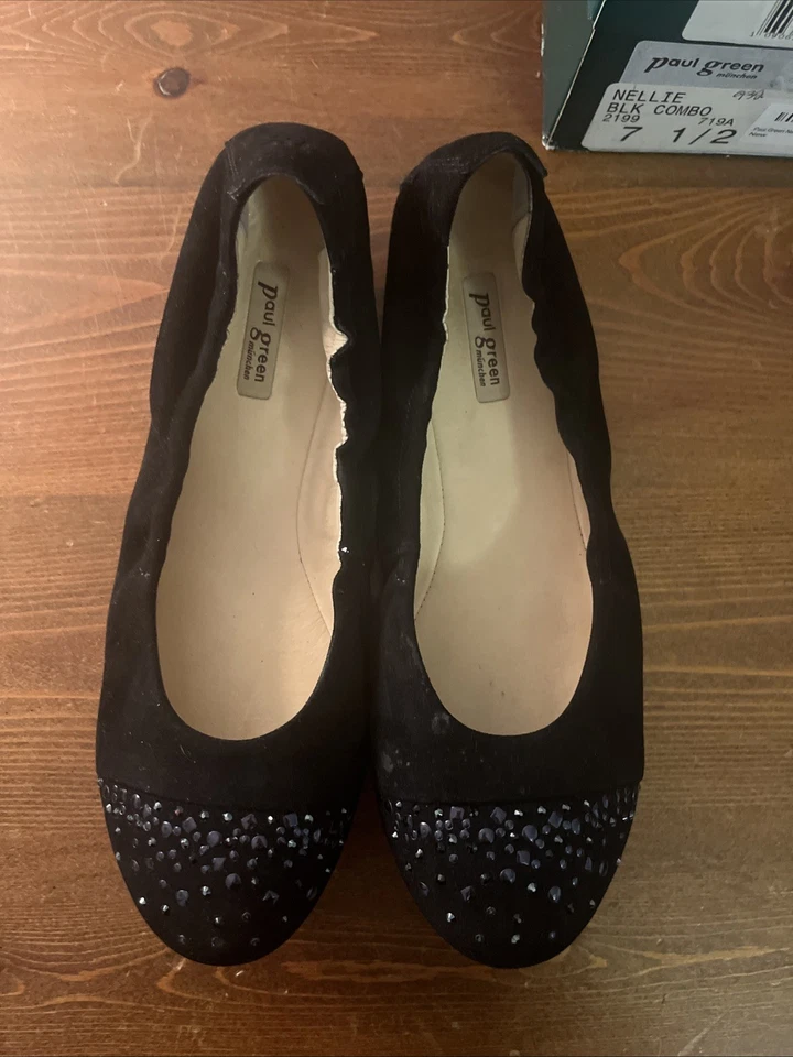 Zapatos de ballet Paul Green para mujer planos negros de gamuza con tachuelas EE. UU. 7,5 UK 5 Foto 2 de 4