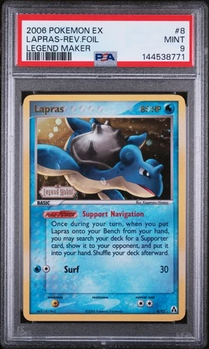 PSA 9 Pokemon 2006 EX Legend Maker Lapras Reverse Holo #8/92 NEW CERT