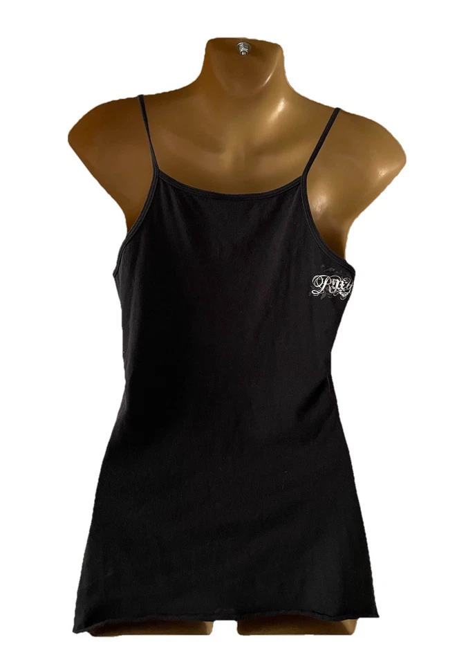Vtg Y2K Roxy Paradise Surf Cami Tank Strappy L Black Skull Wing Graphic Grunge - Image 4 of 4