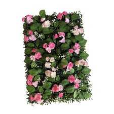 Artificial grass wall panel with flowers, wall panel with greenery and flowers