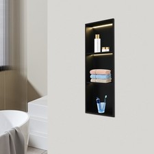 3-Tier Stainless Steel Shower Niche 12x36in Bathroom Wall Niche with LED Light