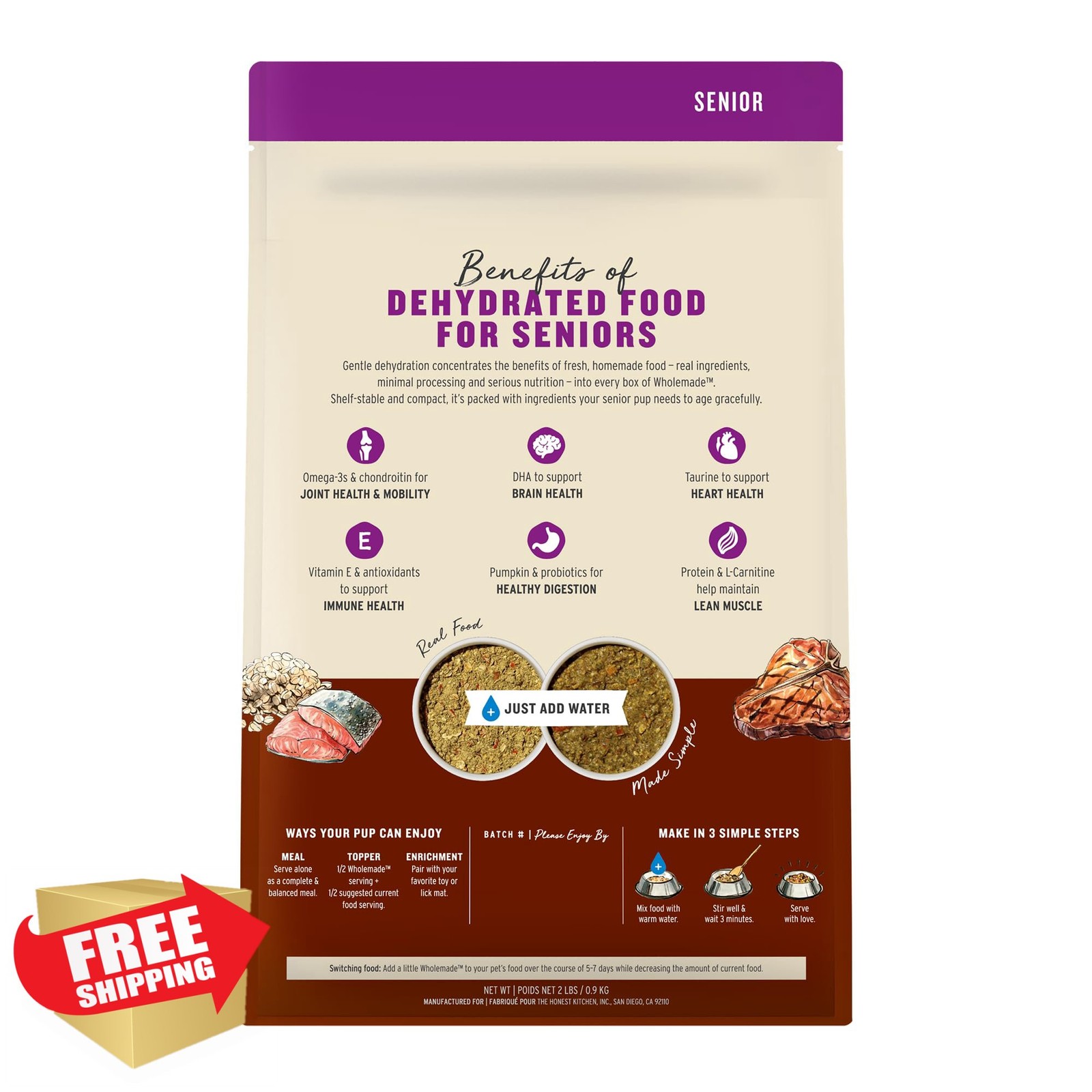 Beef Oat Salmon Dehydrated 2lb Bag