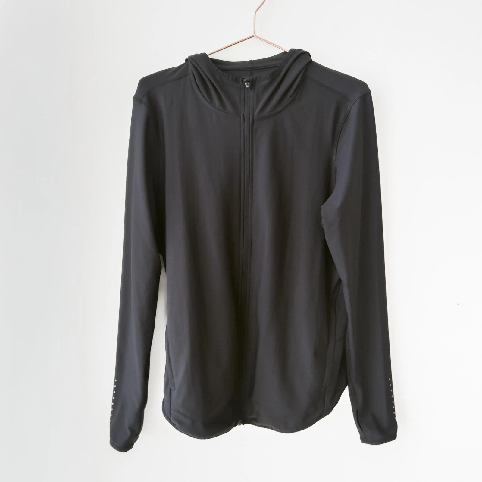 Old Navy Active Black Full Zip Hooded Athletic Jacket Reflective Size XL