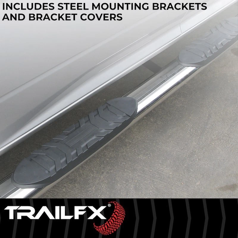 TrailFX A1535S 银色抛光 4 英寸椭圆形管侧踏板侧杆适用于道奇 Ram 全新 — 第 4/4 张图片