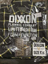Dixxon Vogue Tyres Flannel Shirt Men’s Size LargeYellow Black Plaid NIB