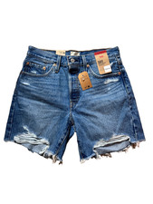 NWT - Levi s 501 Mid-Thigh Shorts Women s Size 28 High Rise Distressed Raw Hem