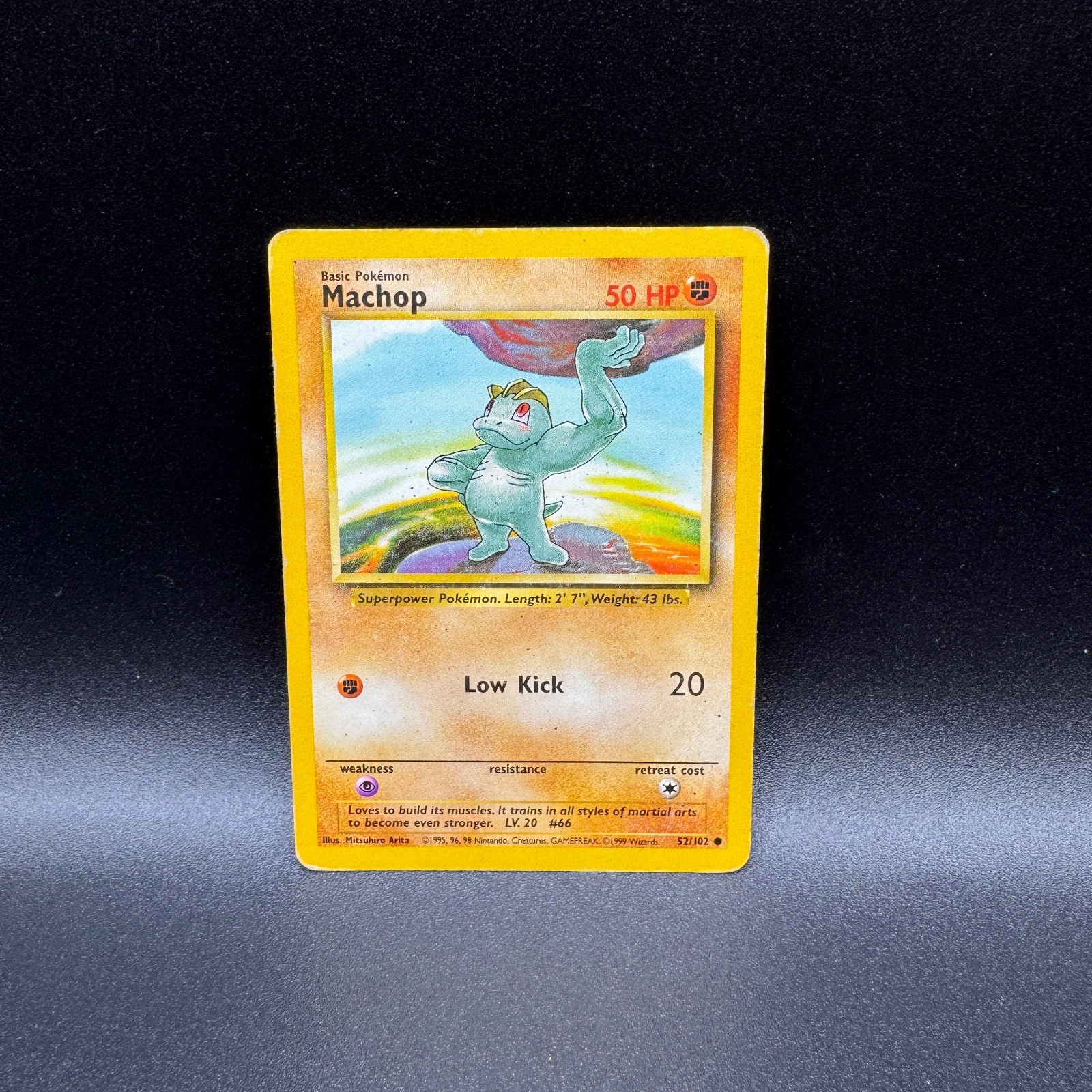 Machop 52/102 Common Base Set Unlimited Pokemon Heavily Played