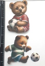 Lot of 2 Bears Playing Soccer Sports SINGLE LAYER Embellishments 722