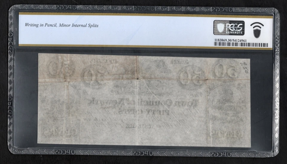 KC- 1841 Town Council of Newark 50¢ - VF 30 by PCGS Banknote - Image 2 of 2