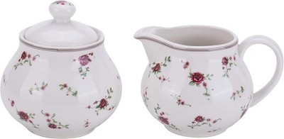 Cream & Sugar Sets with Lids Porcelain Vintage Floral Sugar Bowl and