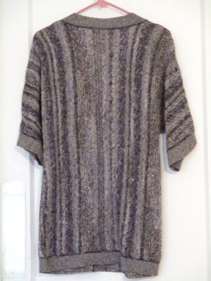 Peruvian Connection Muted Stripes Textured Knit Sweater SMALL Pima Cotton Tencel