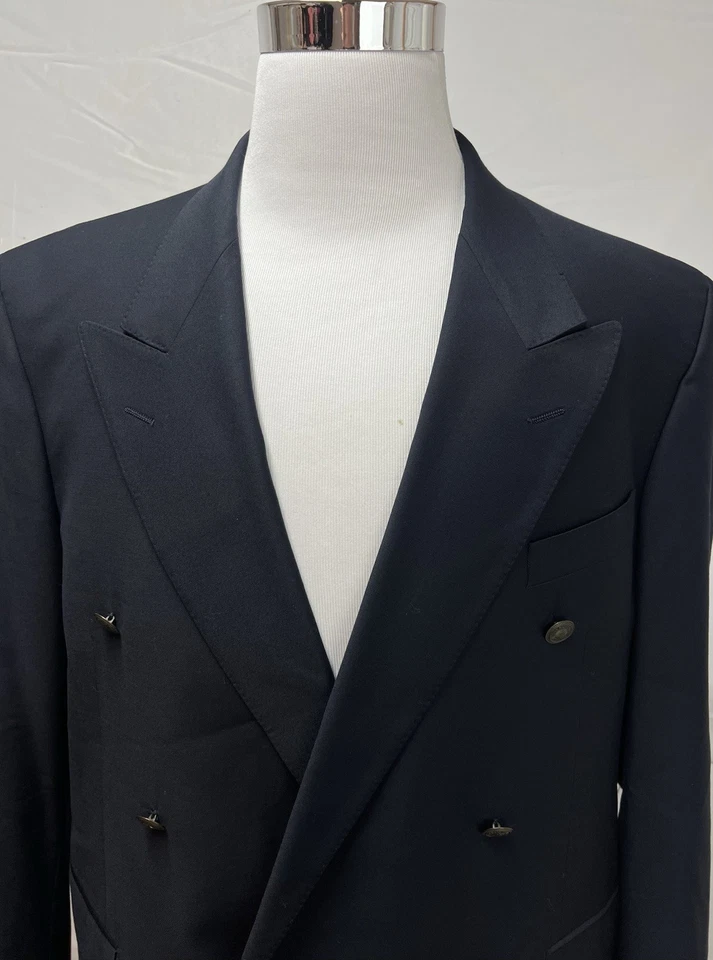 Chaqueta Blazer YSL Yves Saint Laurent Para Hombres 56R De Colección EE. UU. 46 Doble Pecho Azul Marino Foto 4 de 4