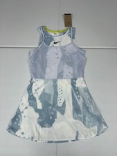 NikeCourt Slam Dri-FIT Printed Tennis Dress Women's Light Blue Stretch HM8646