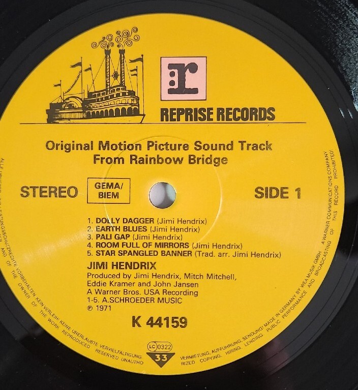 JIMI HENDRIX (NM) GERMAN IMPORT RAINBOW BRIDGE 44159 Vinyl Record