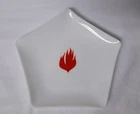 Vintage Advertising Merck Sharp Dohme Milk Glass Plate 5-Sided Dish Flame Design