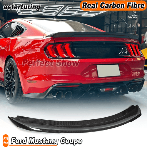Fit For Ford Mustang Coupe 2015-2020 REAL Carbon Rear Trunk Spoiler Lid Wing  - Picture 1 of 13