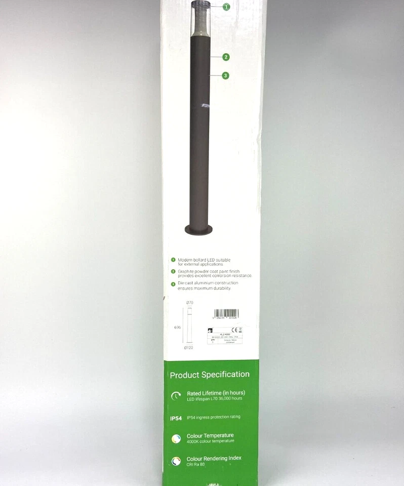 4Lite Die Cast Aluminium 700mm LED Bollard Graphite - Image 4 of 4