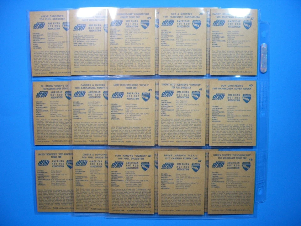 LOTE 27 TARJETAS DE COLECCIONISTA FLEER CANADA DRAG NATIONALS AHRA 1971 1972 ¡EX AFILADAS!! Foto 4 de 4