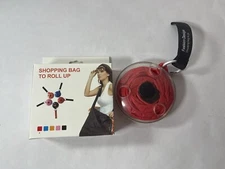 Eco-friendly Roll Up Reusable Polyester Foldable Grocery Shopping Bag RED