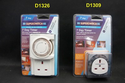 Superswitch 7 Tage Timer programmierbar steckbar Sicherheit mechanisch D1326 D1309