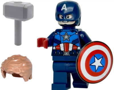 LEGO Captain America Minifigure + Shield + Hammer + Hair 76269 76248 76290 NEW