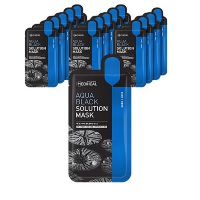 Mediheal Aqua Black Solution Mask | 15 Sheets | Hydrating & Brightening | Charco