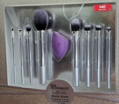 REAL TECHNIQUES Limited Edition Disco Glam Brush Gift Set **NEW** 9 PIECES