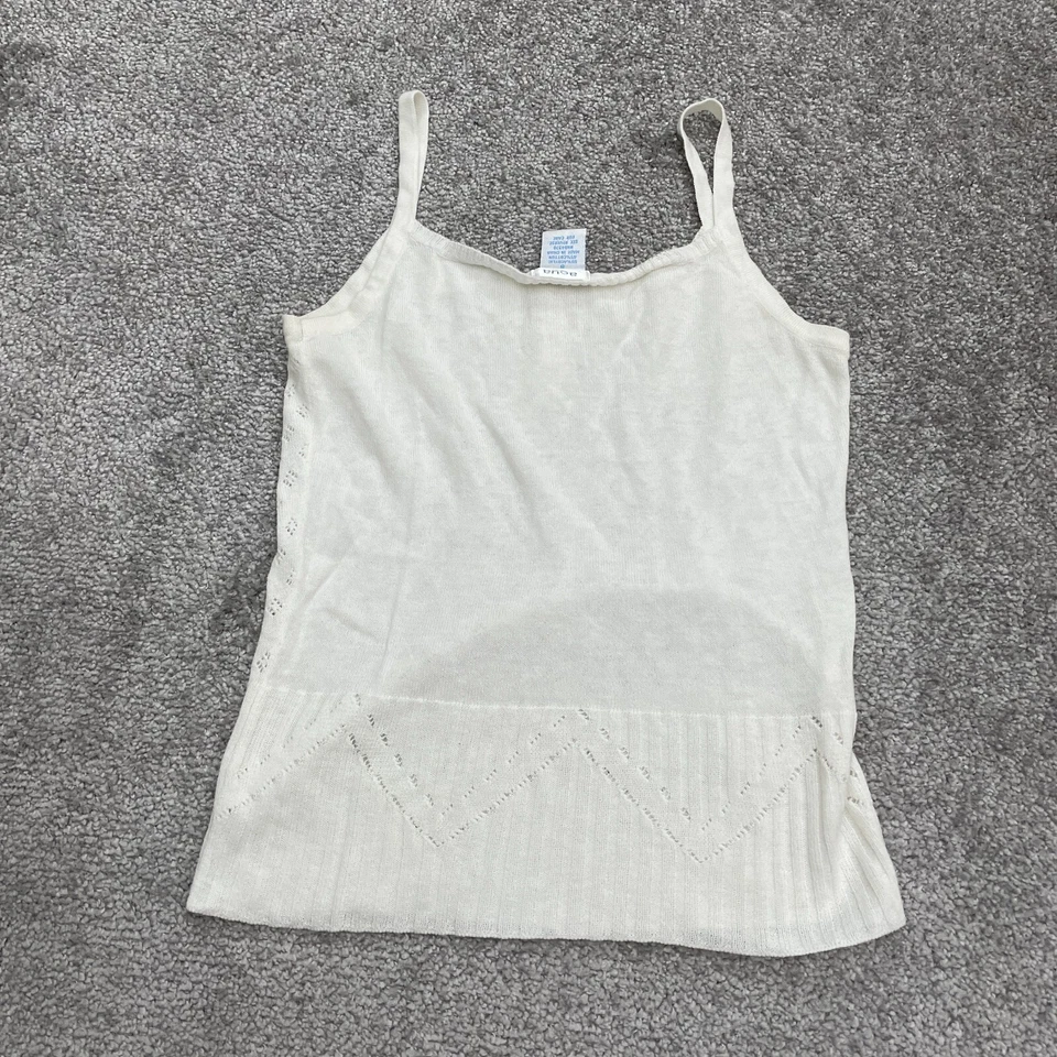 Camiseta regata Aqua By Bloomingdale's infantil meninas pequena malha branca Henley macia - Imagem 2 de 4