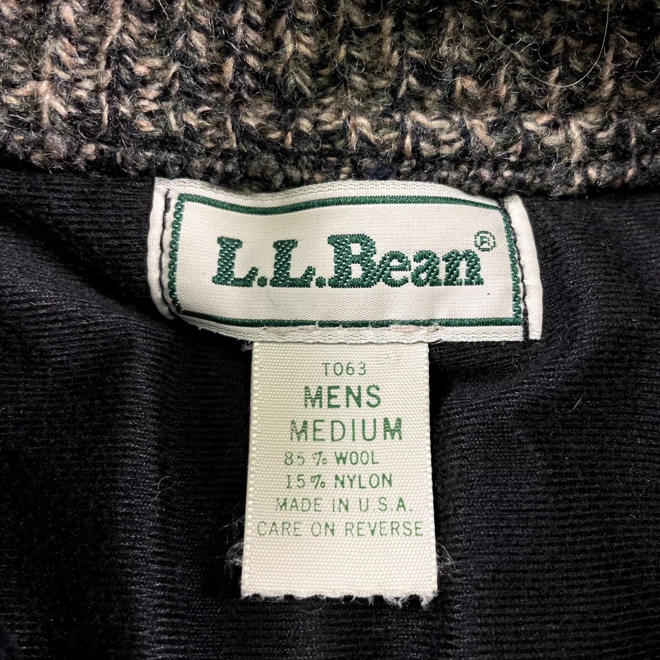 Suéter LL Bean Hombres Gris Medio Lana Pullover Tejido De Colección EE. UU. Trabajo Henley Cálido Foto 3 de 4