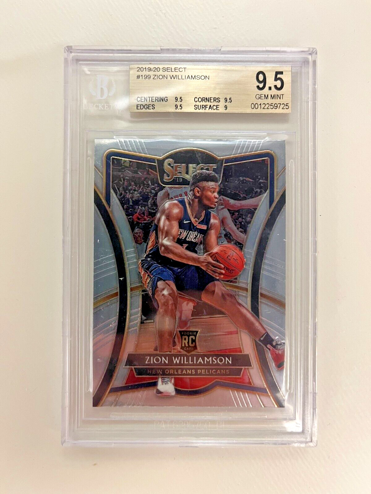 ZION WILLIAMSON 2019 Select #199 Premier Level Rookie Card  BGS 9.5