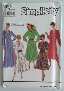 SIMPLICITY #9951 MISSES SIZES 10-12-14 DRESS in 3 Lengths PATTERN UNCUT
