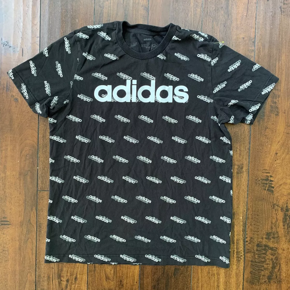 opwinding Heb geleerd Vermelden Adidas All Over Logo Print Kanye West Vintage Style T Shirt Y2K Sports  Boost 350 | eBay