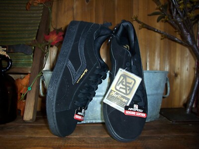 AIRSPEED MENS GENUINE LEATHER SKATE BOARDING SHOES BLACK SIZE 7 CASUAL SPORTS NE