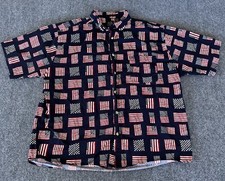 Cotton Traders Mens VTG U.S. Flag AOP Allover Print Shirt Short Sleeve Patriotic