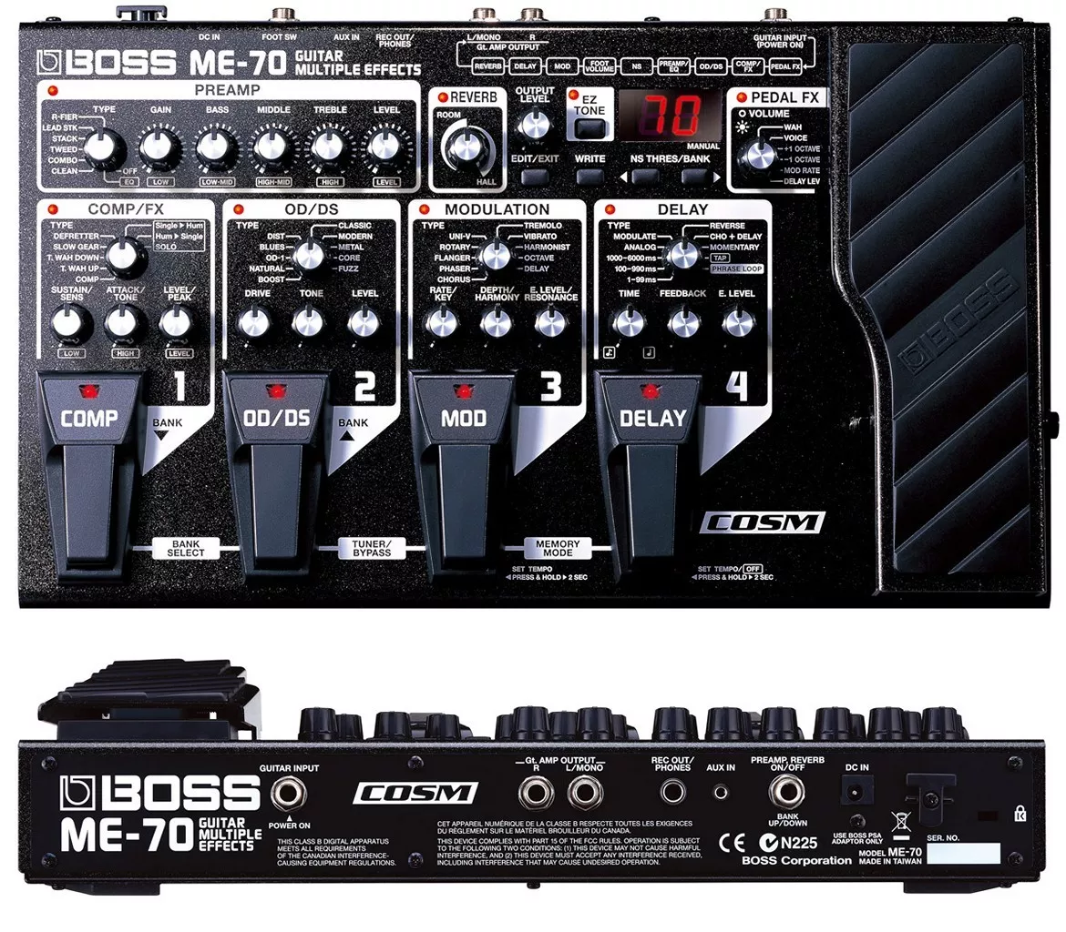 BOSS ME-70 GUITAR MULTI EFFECTS PEDAL PROCESSOR & POWER SUPPLY 50 80